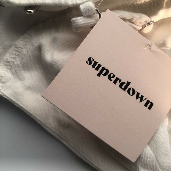 superdown Rocky Denim Bodysuit White Denim Back Zipper Revolve XS NWT $48 - Picture 5 of 7